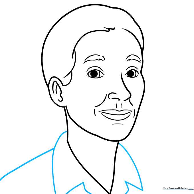 Adding the shirt collar and shoulder lines to the portrait.