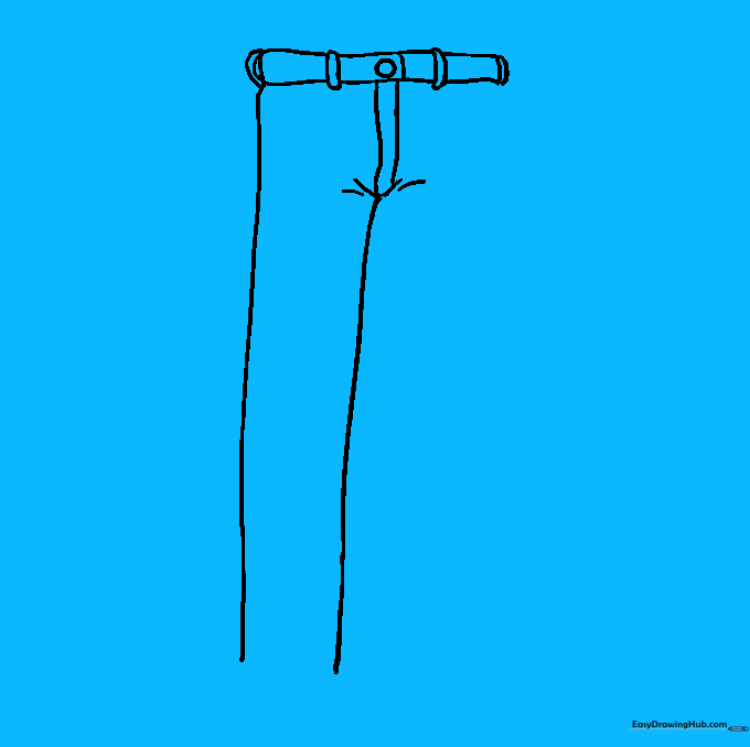 The outline of the right pant leg added to complete the basic shape of the jeans.