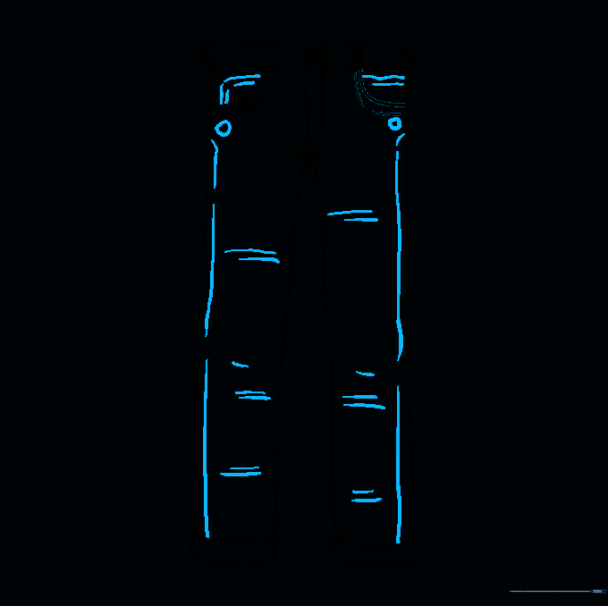 Final details including rivets and fabric creases added to the jeans.