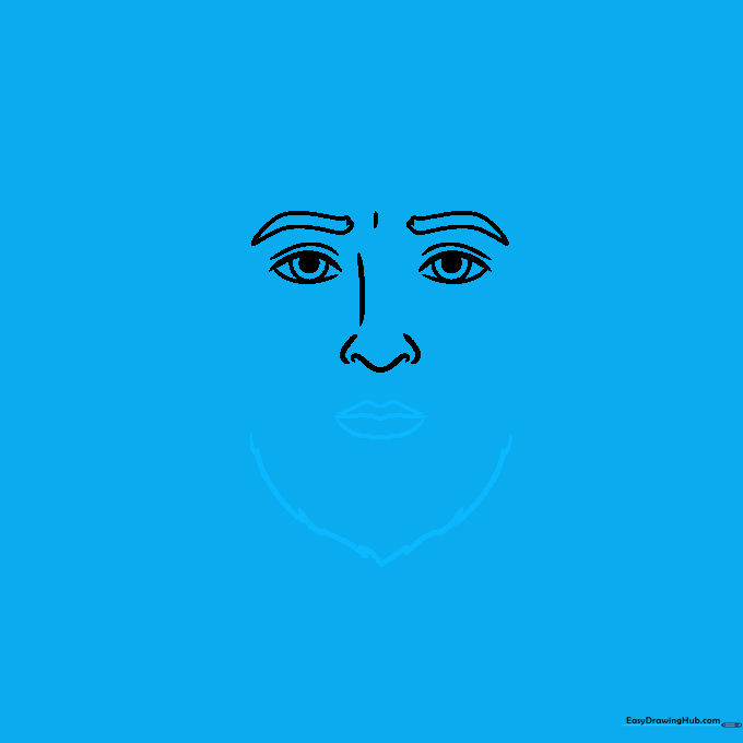 Drawing the mouth and the initial jagged lines for the beard.