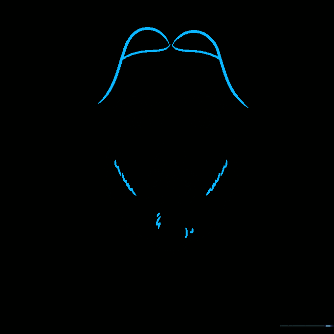 Sketching the hairline using an M-shaped guide.