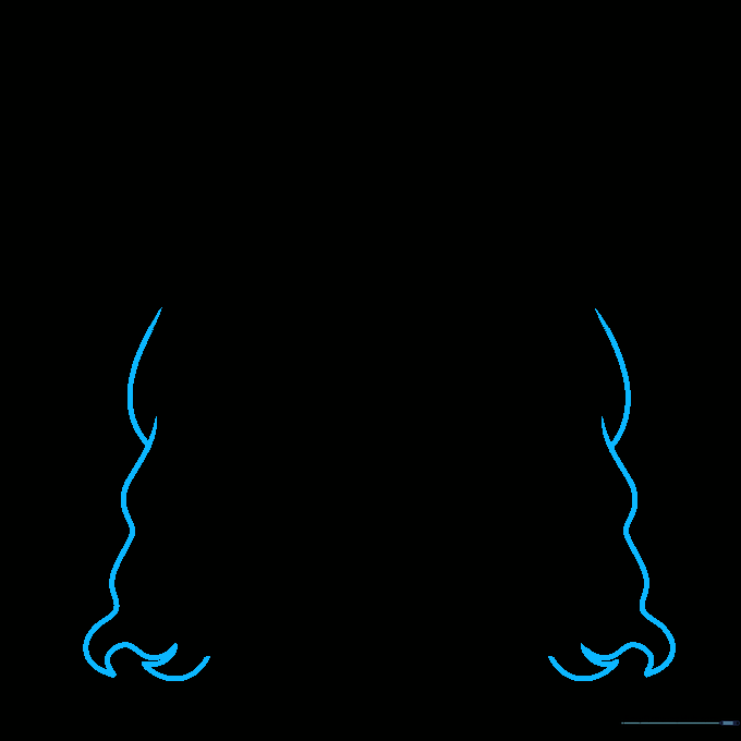 Drawing long, flowing hair locks.