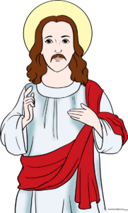 Finished, colorful illustration of Jesus for a drawing tutorial