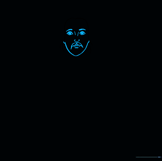 Adding eyes, nose, and mouth details to the face outline