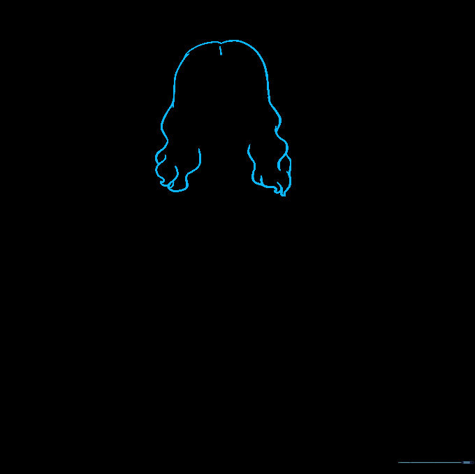 Drawing long, wavy hair around the head outline