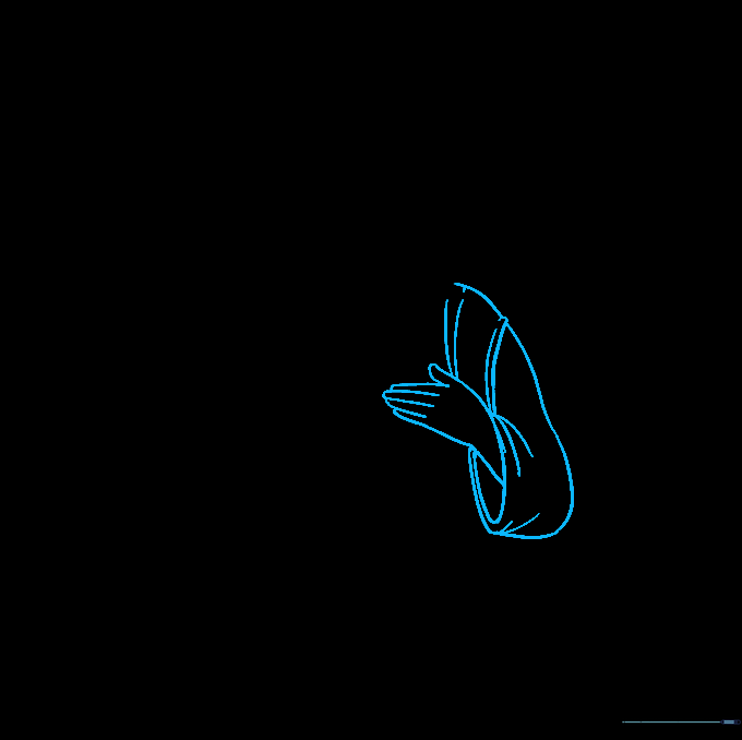 Drawing the second sleeve and hand on the opposite side