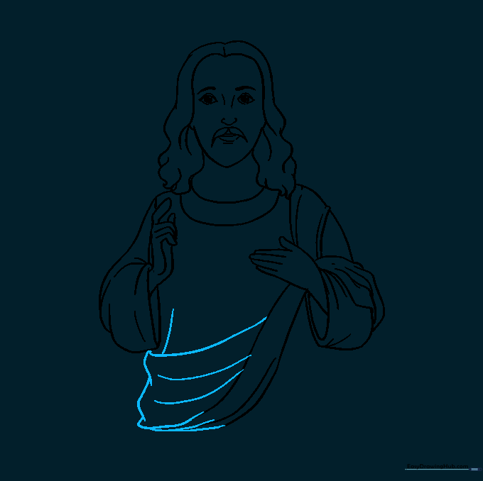 Continuing the lines of the robe around the torso