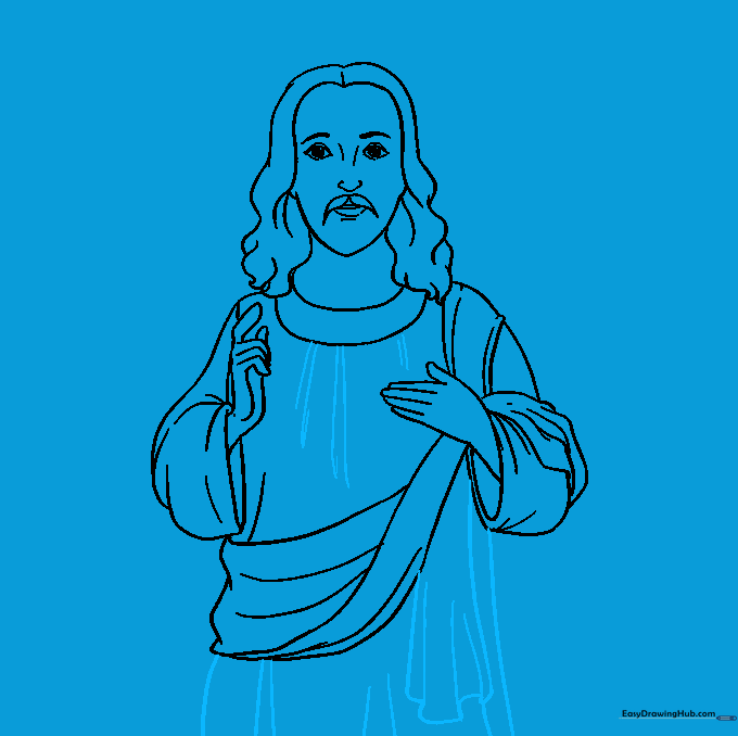 Adding vertical lines to the robe and a sash detail