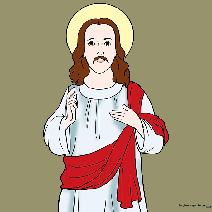 Completed and colored drawing of Jesus