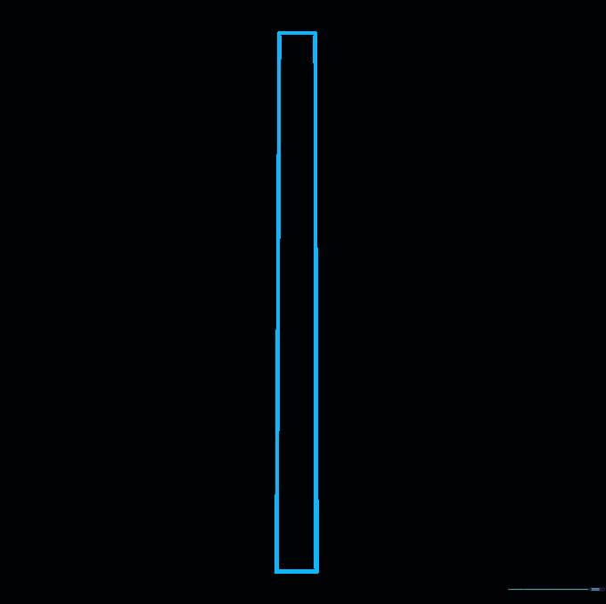 A simple vertical rectangle drawn in pencil representing the upright beam of a cross.