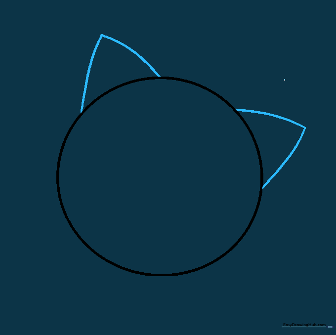 Two triangular shapes added to the top of the circle to form Jigglypuff's ears.