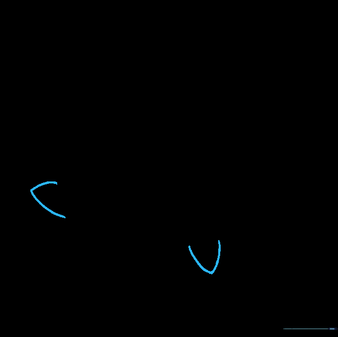 Small V-shaped lines added to the sides of the body to represent arms.
