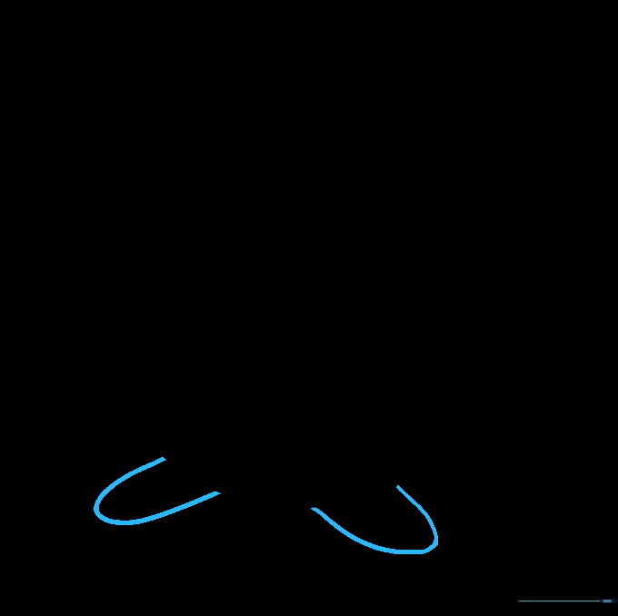 Two U-shaped lines at the base of the body to form the feet.