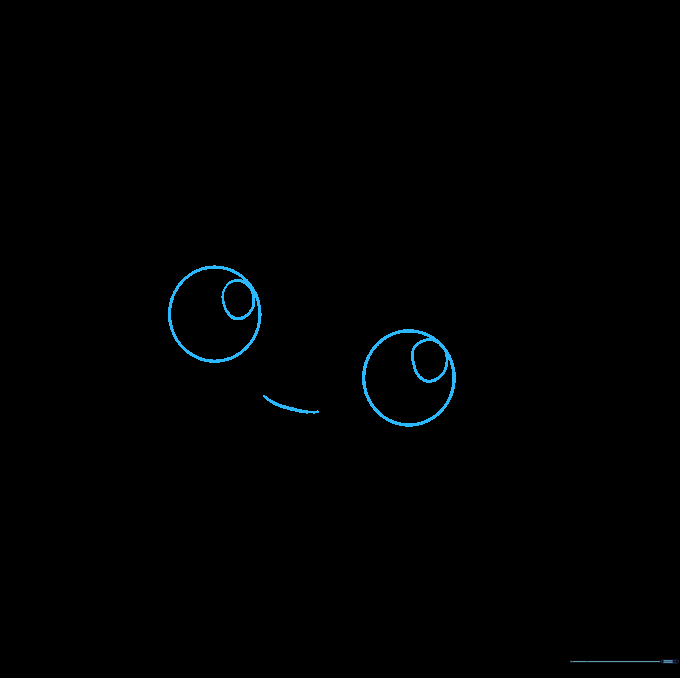 Pupils added to the eyes and a curved line for the mouth.