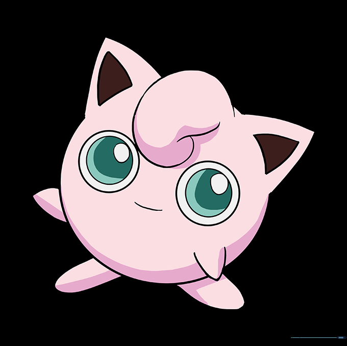 The finished Jigglypuff drawing colored in pink.