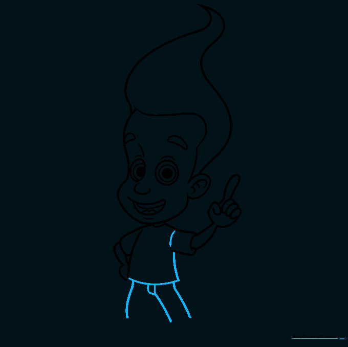 Drawing the legs and pants of Jimmy Neutron.