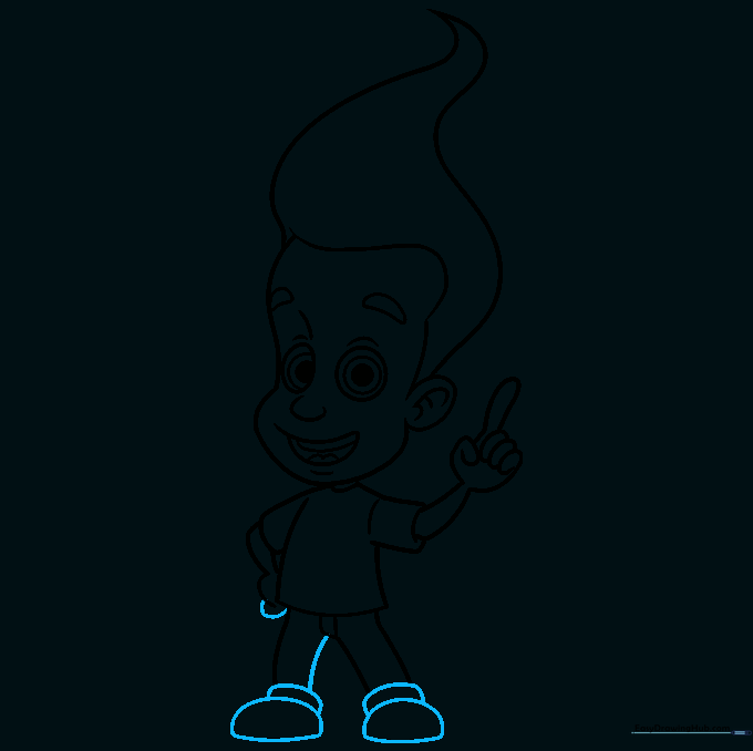 Adding the shoes to the bottom of Jimmy Neutron's legs.
