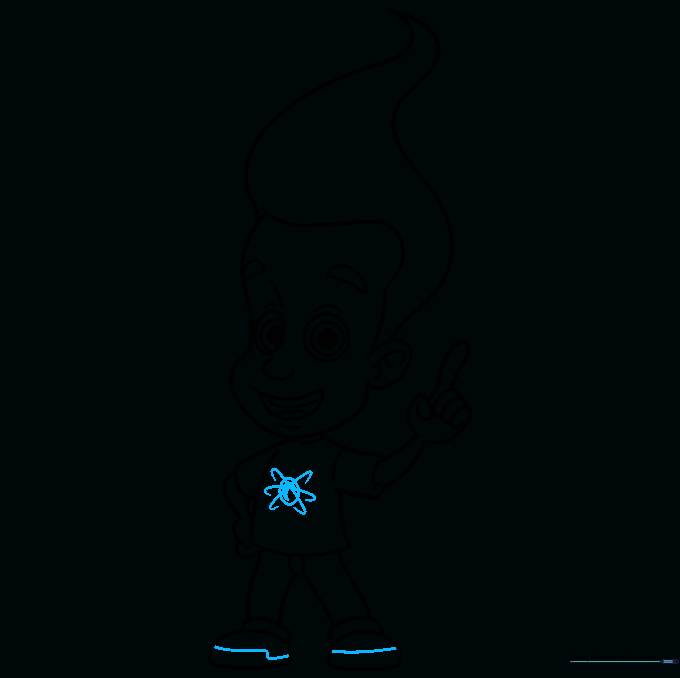 Drawing the atom symbol on Jimmy Neutron's shirt.