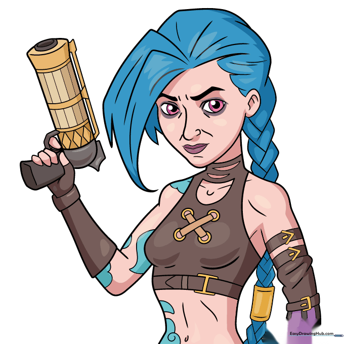 Fully colored drawing of Jinx from Arcane.