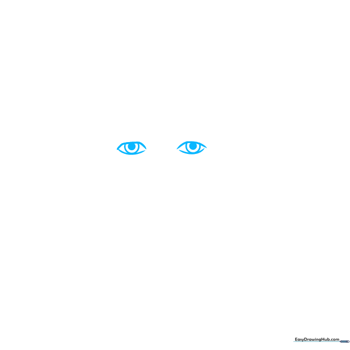 Close-up of two sketched eyes with pupils for a JFK portrait drawing.