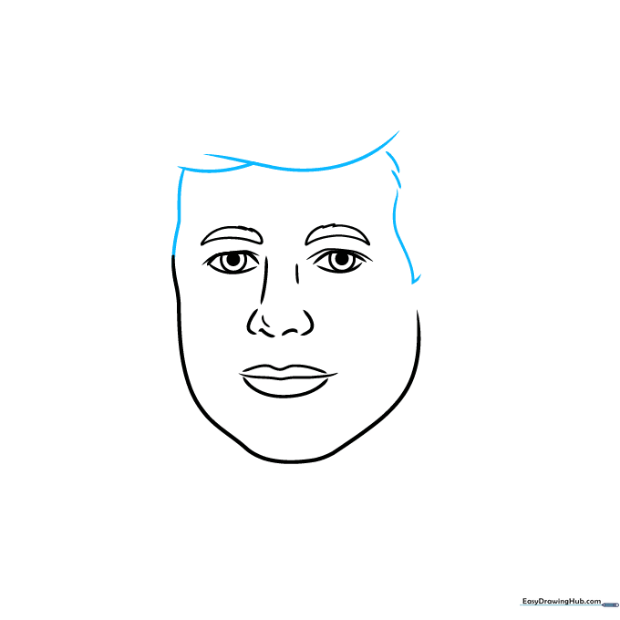 Adding the hair outline using overlapping curved lines.