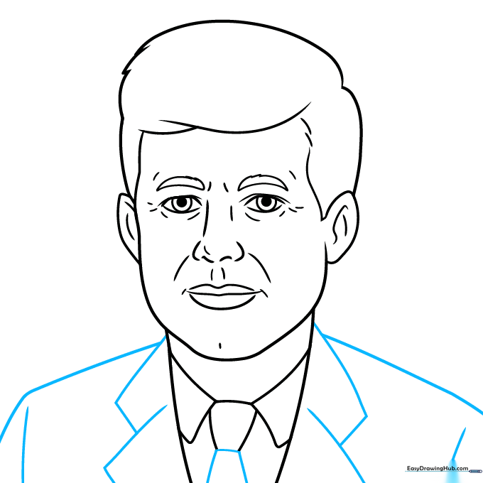 Drawing the suit lapels and shoulders.