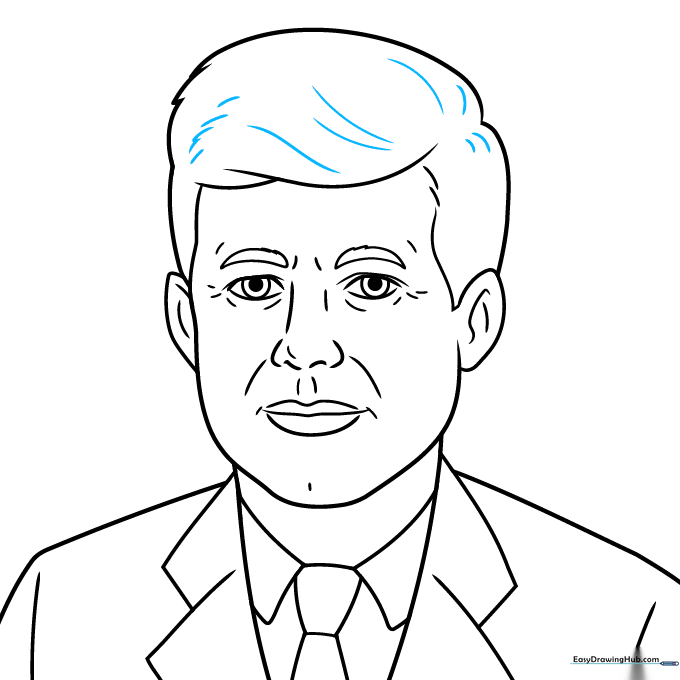 Adding final texture lines to the hair.