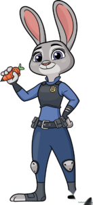 Full-body illustration of Judy Hopps in her Zootopia police uniform.