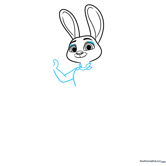 Adding detail to Judy Hopps' eyes and starting the uniform collar.
