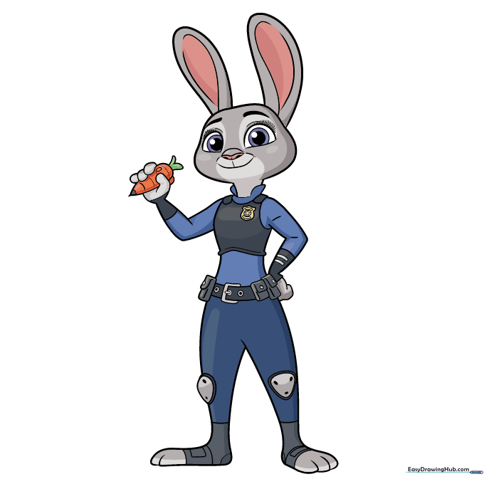 Completed and colored drawing of Judy Hopps from Zootopia.