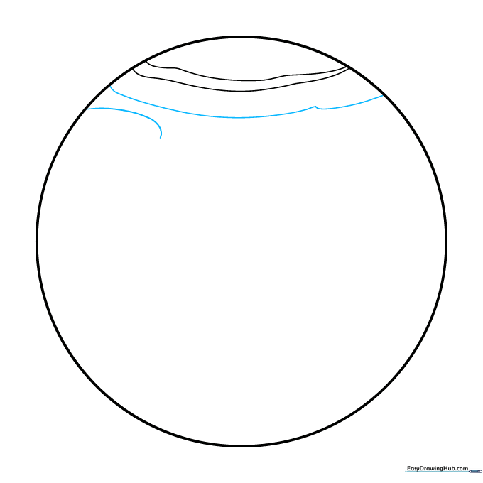 Adding additional jagged, wavy lines to the top half of the planet for cloud detail.