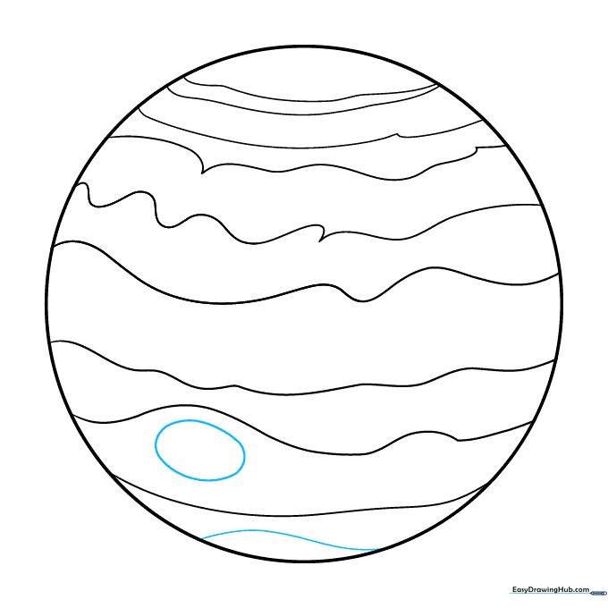 Drawing the iconic Great Red Spot oval and a final southern cloud band.