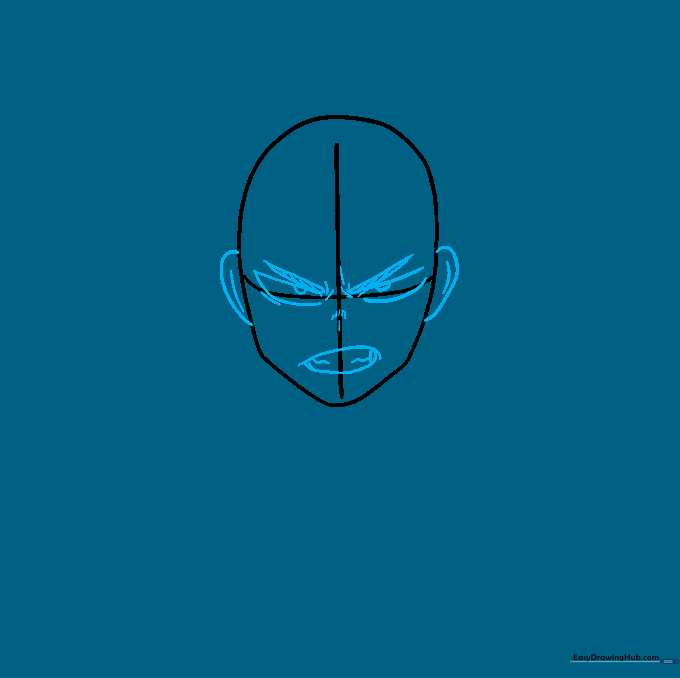 Detailed facial features including sharp eyes, furrowed eyebrows, and a snarling mouth.