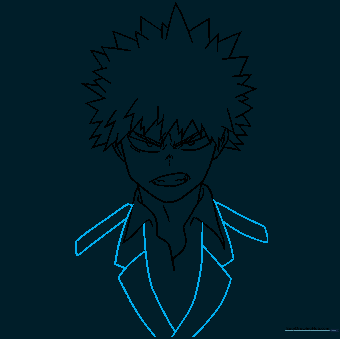 Outlining the shoulders and lapels with rectangular shapes.
