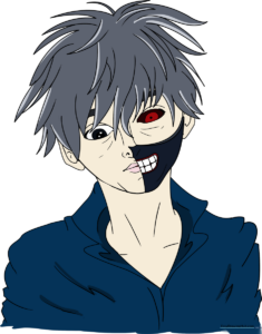 Finished illustration of Ken Kaneki from Tokyo Ghoul.