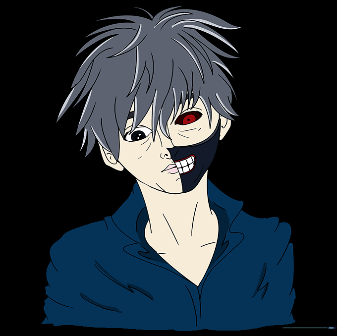 The final colored version of the Ken Kaneki drawing.