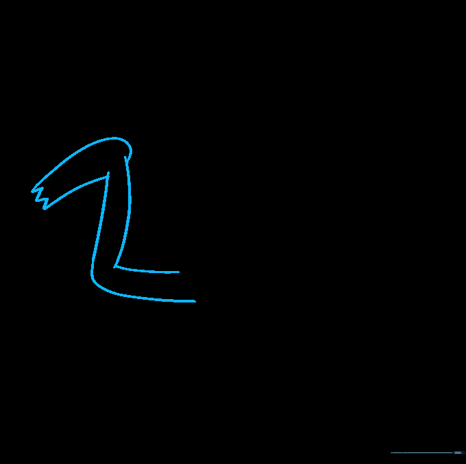 Drawing the bent leg and foot with toe details.