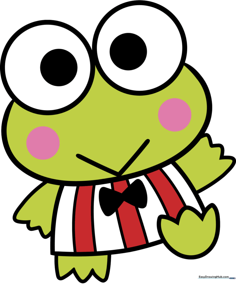 A colorful, finished drawing of Keroppi from Sanrio, showcasing his green skin and cheerful expression.