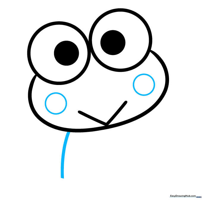 Keroppi's face with two small circles for cheeks and the beginning of his torso outline.
