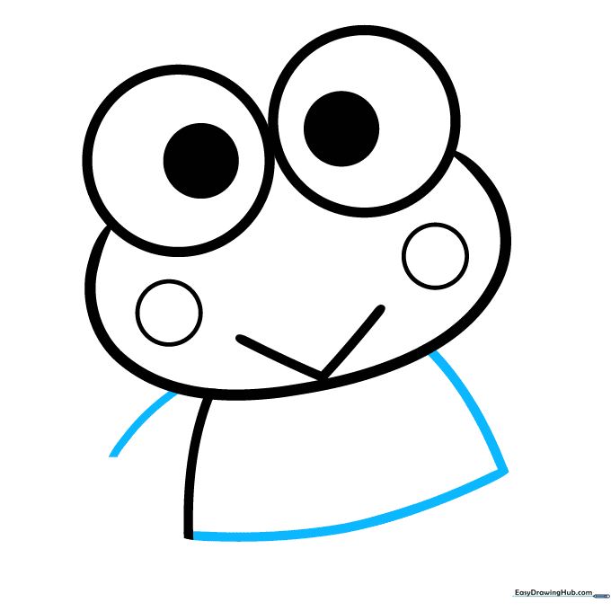 Keroppi's torso shape being closed with curved lines and the start of an arm.