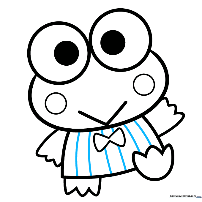 Finished outline of Keroppi with shirt stripes added.