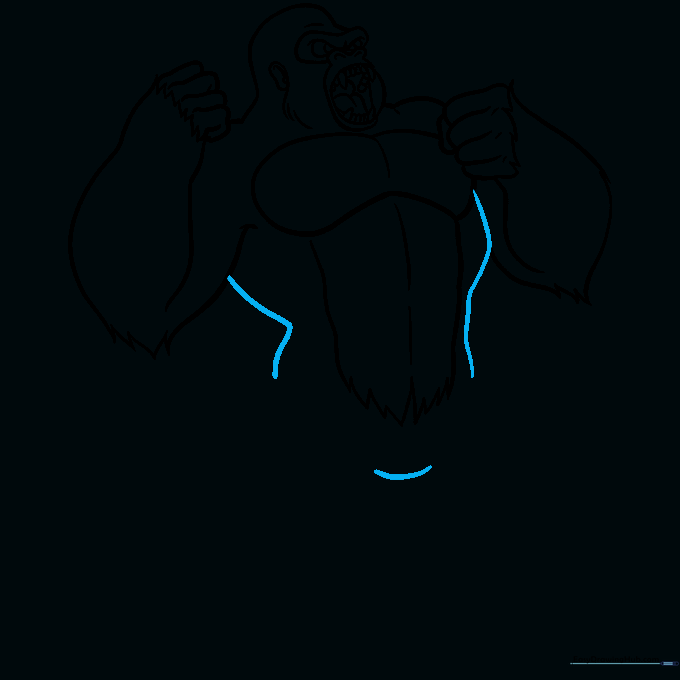 Refining the torso and waist lines of the King Kong drawing.