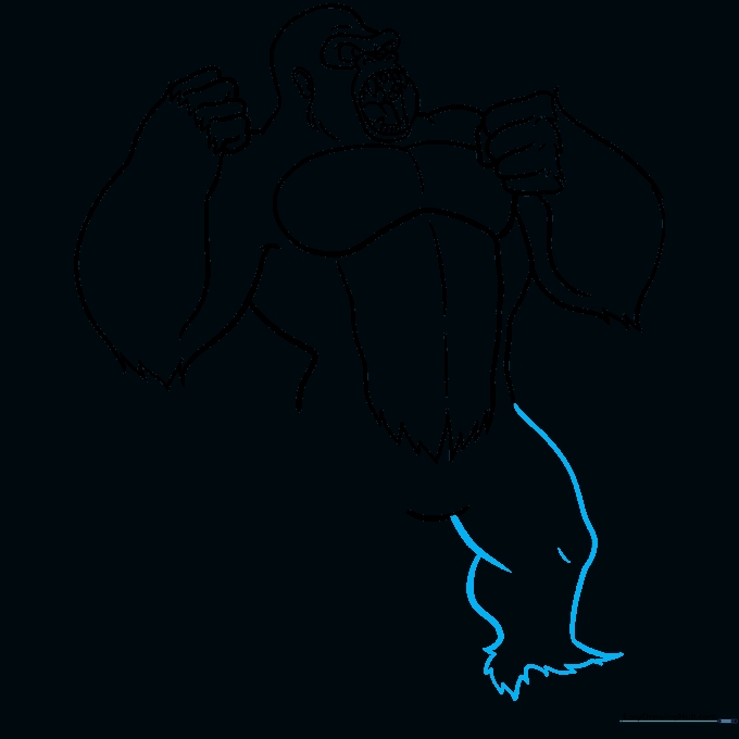 Drawing the upper and lower portions of King Kong's leg.