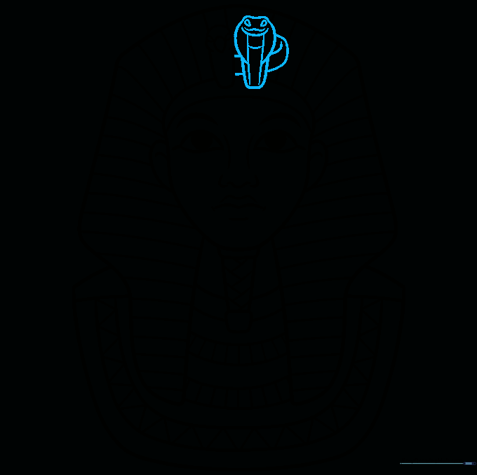 Drawing the protective cobra symbol on the front of the pharaoh's crown.