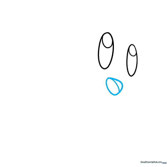 An inverted triangle shape drawn below the eyes to represent Kirby's smiling mouth.