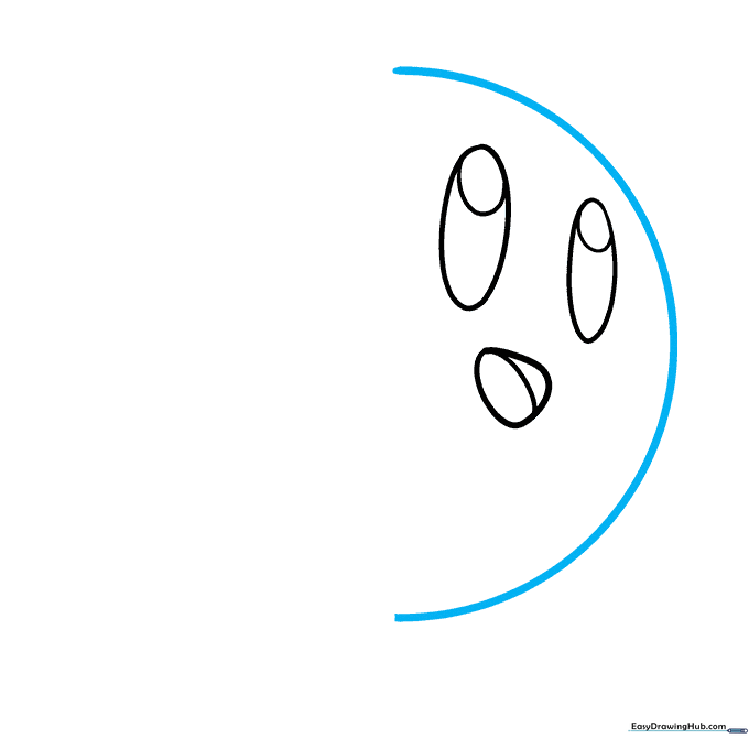 A large, sweeping curved line forming the top half of Kirby's circular body.