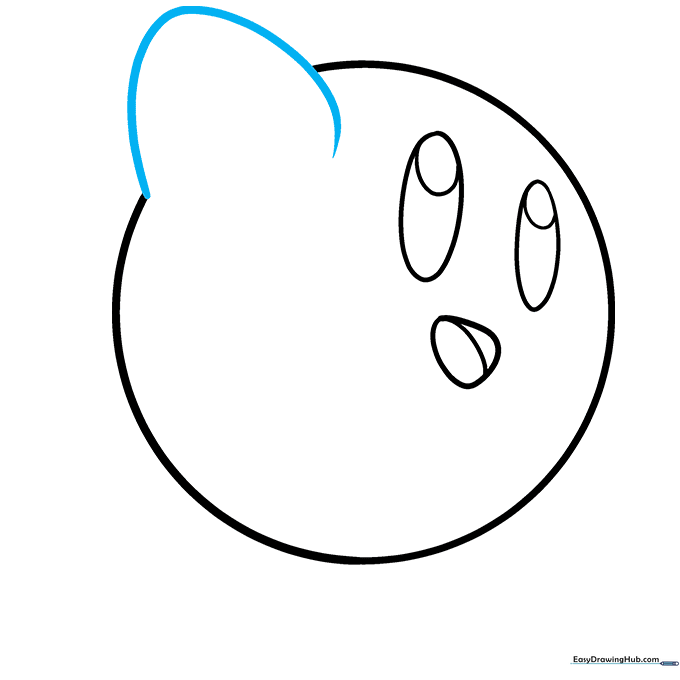 A small, rounded triangle shape added to the side of Kirby's body to represent his arm.