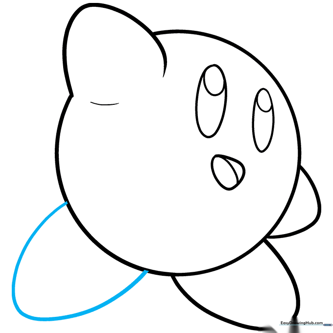 The second foot added to the bottom of Kirby's body, completing the outline.