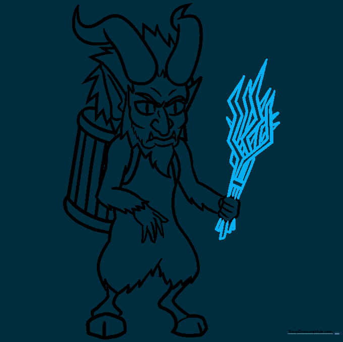 Sketch of a bundle of sticks held by Krampus.