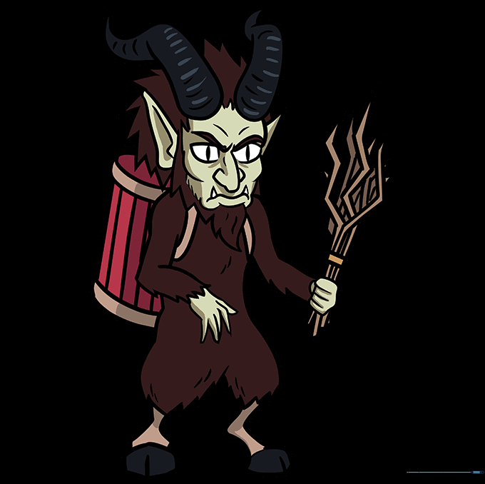 Finished, colored illustration of Krampus.